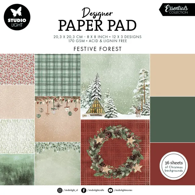 StudioLight Essentials Festive Forest Designpapier 20,3x20,3 cm