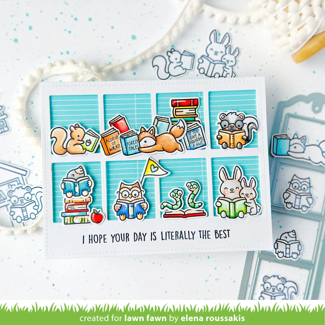 Lawn Fawn Lawn Cuts Stitched Bookmark Stanze Bücherregal