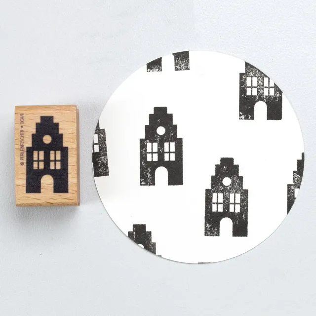 Perlenfischer Haus 2 Stempel 28x15 mm Holz Mini