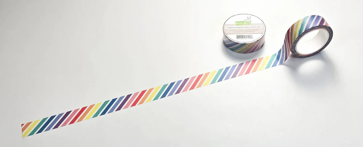 Lawn Fawn Rainbow Diagonal Stripes Washi Tape 15mm