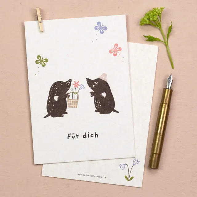 Perlenfischer Blumen für dich Grußkarte A6 Stempellook