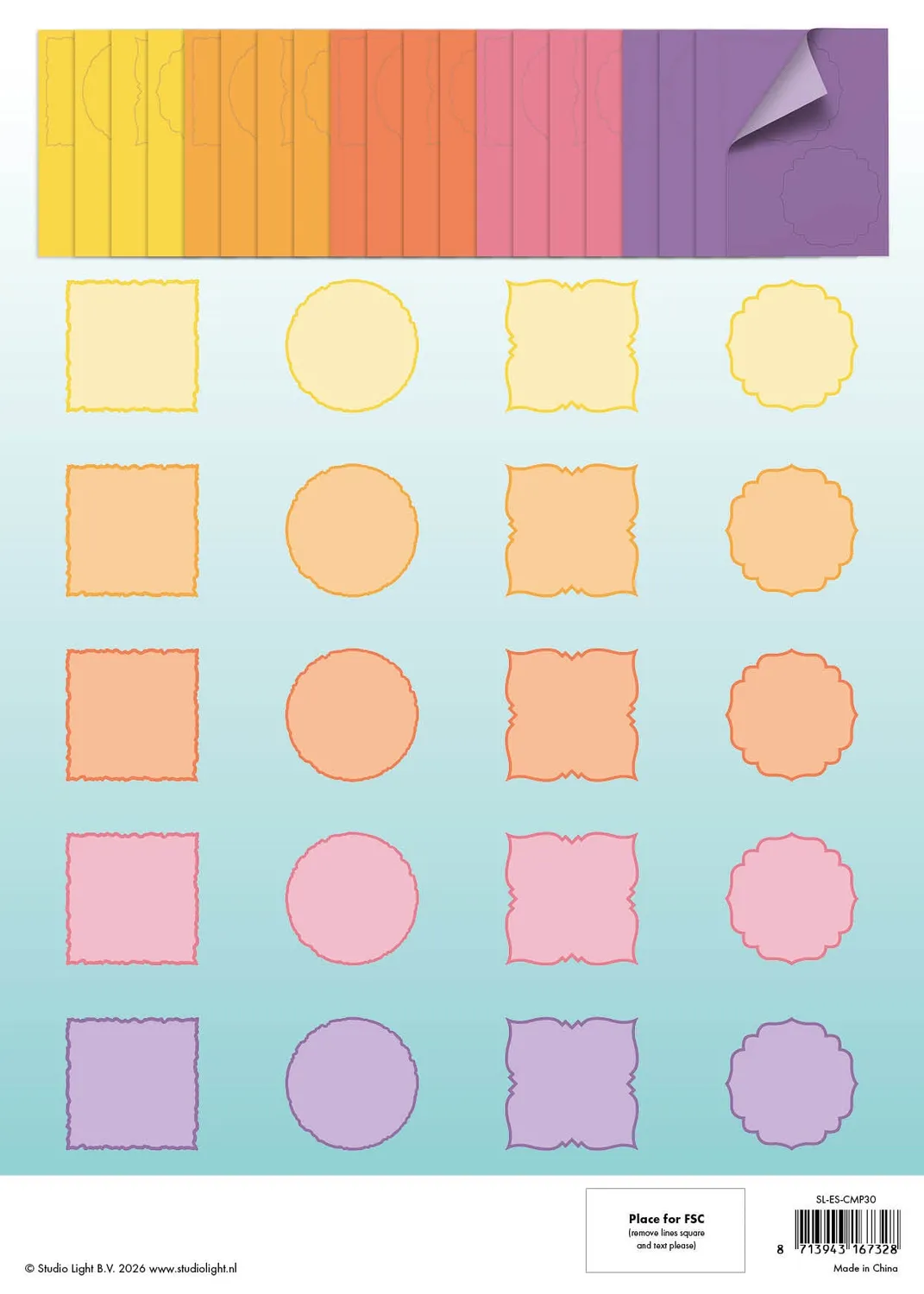 Studio Light Essentials Card Making Pad Happy Bright 152mm 20 Bl.