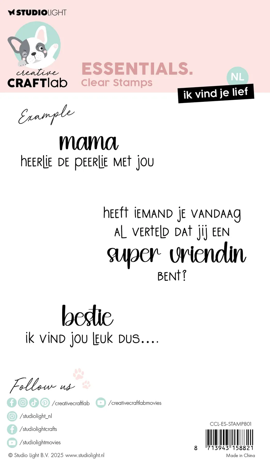Creative Craftlab Essentials ik vind je lief Klarsichtstempel