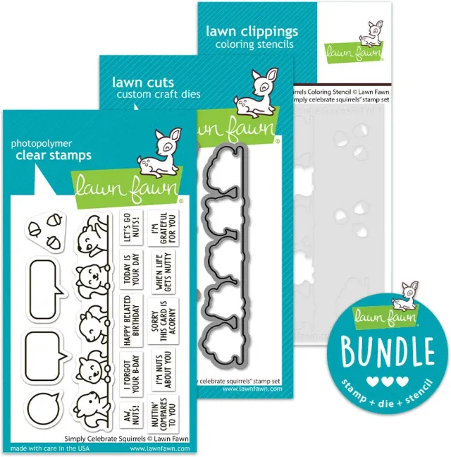 Lawn Fawn Simply Celebrate Squirrels Bundle Stempel Stanzen