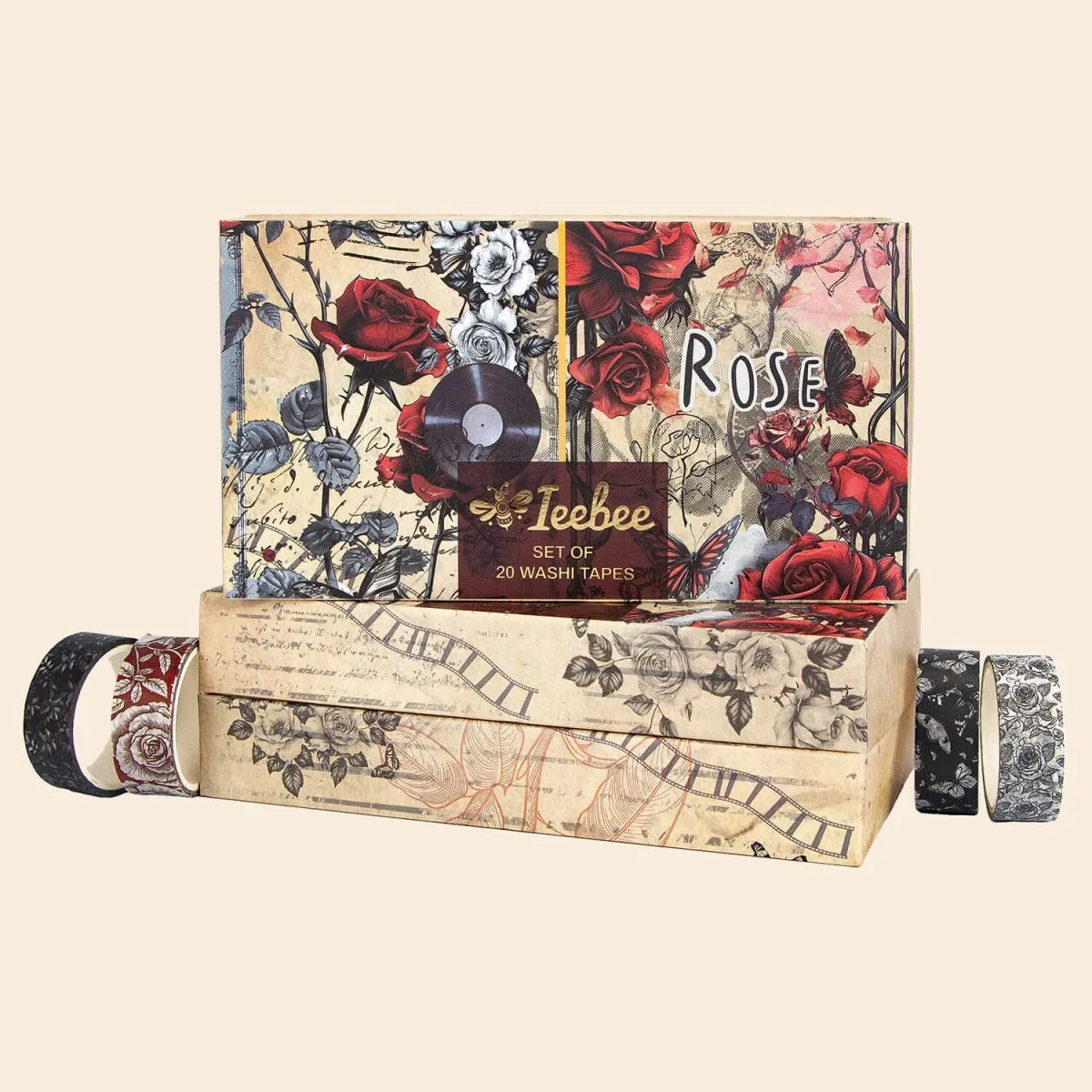 Ieebee Rose Washi Tape Set 20 Rollen Vintage Rosen