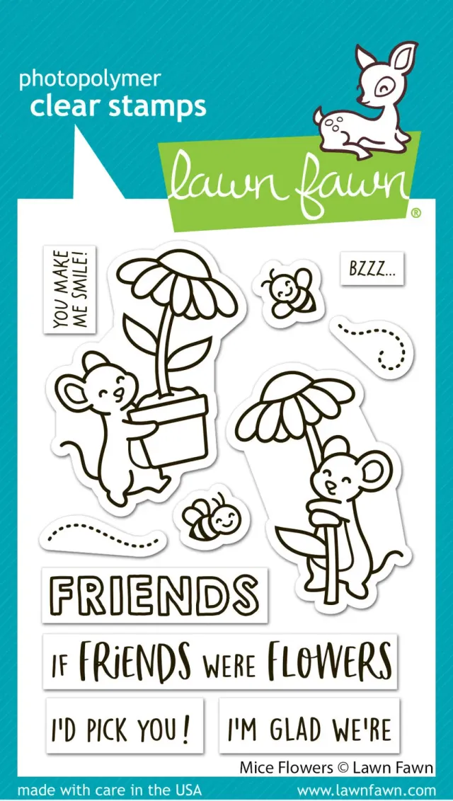 Lawn Fawn Mice Flowers LF4076 Clear Stamps Mäuse