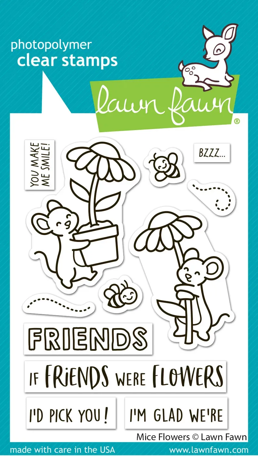 Lawn Fawn Mice Flowers LF4076 Clear Stamps Mäuse