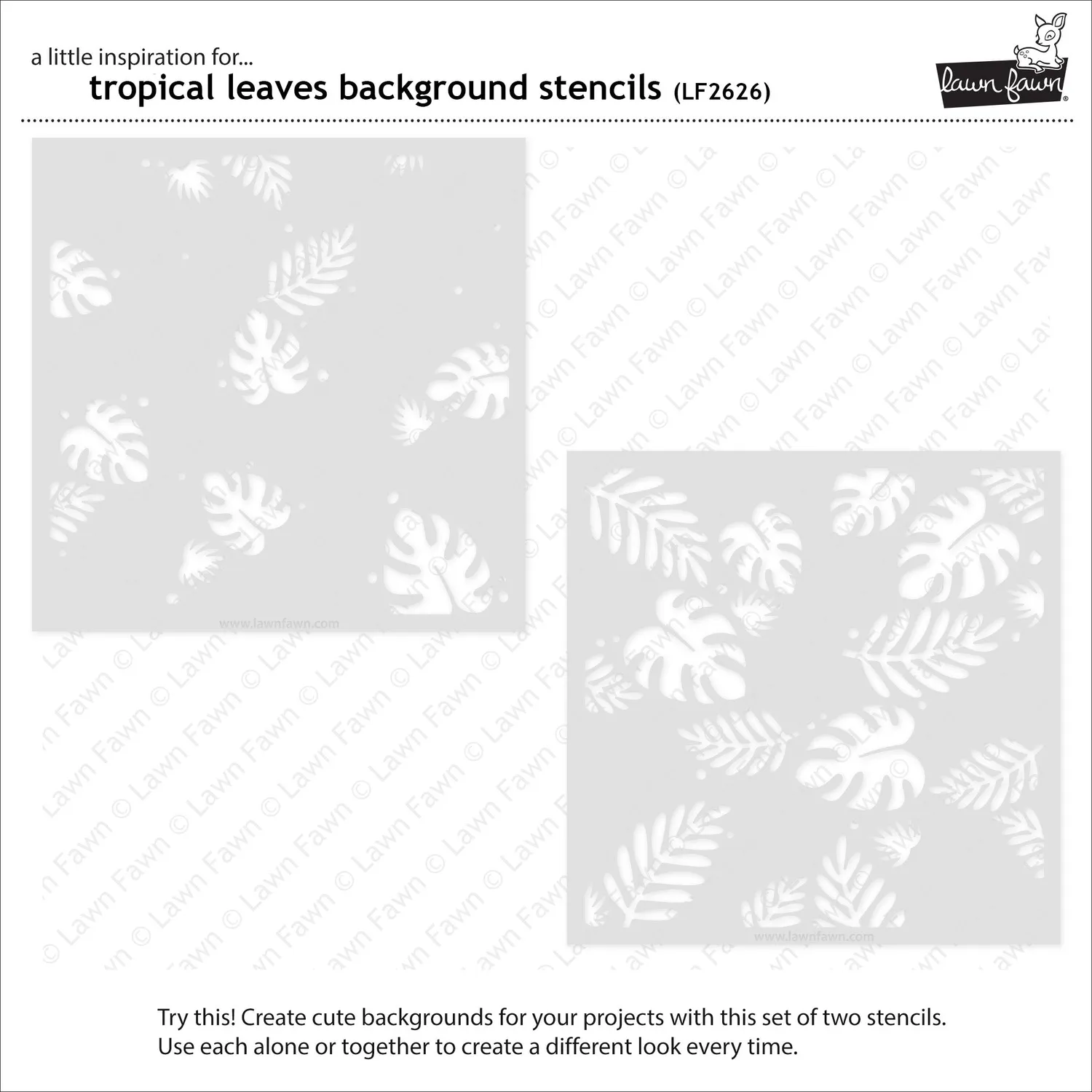 Lawn Fawn Tropical Leaves Hintergrund-Schablonen 2-tlg 15cm