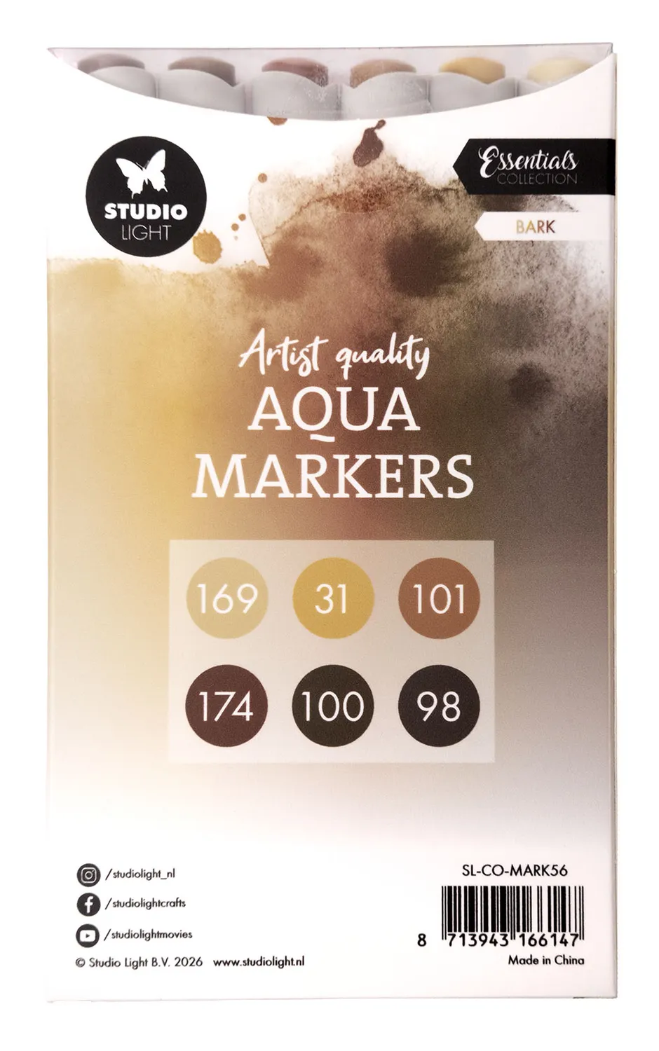 Studio Light Essentials Aqua Markers Bark Braun 6 Stück