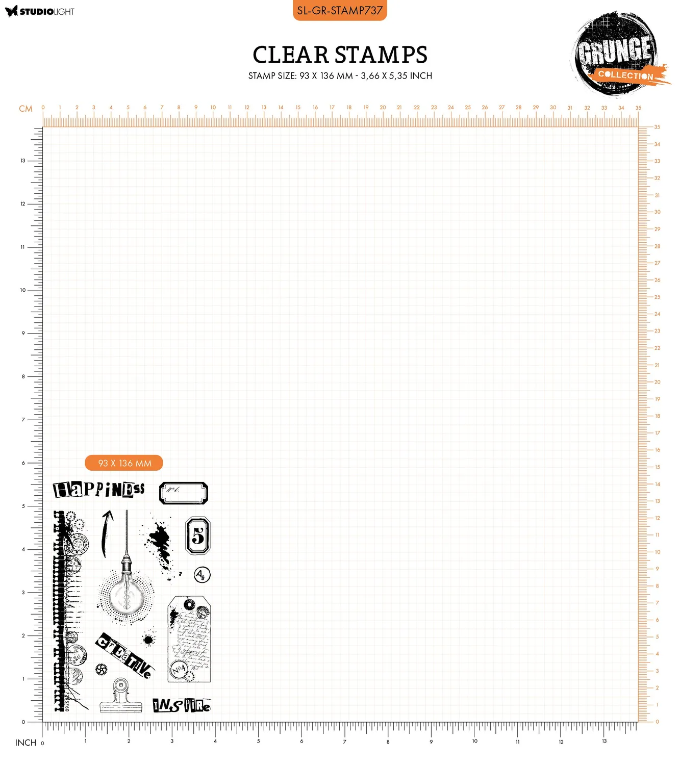 StudioLight Grunge Transparentstempel Inspire Happiness