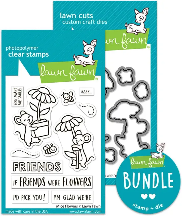 Lawn Fawn Mice Flowers Stempel Stanzen Bundle