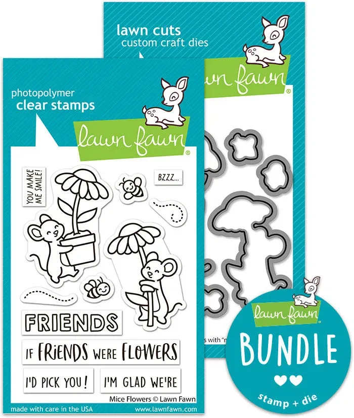 Lawn Fawn Mice Flowers Stempel Stanzen Bundle