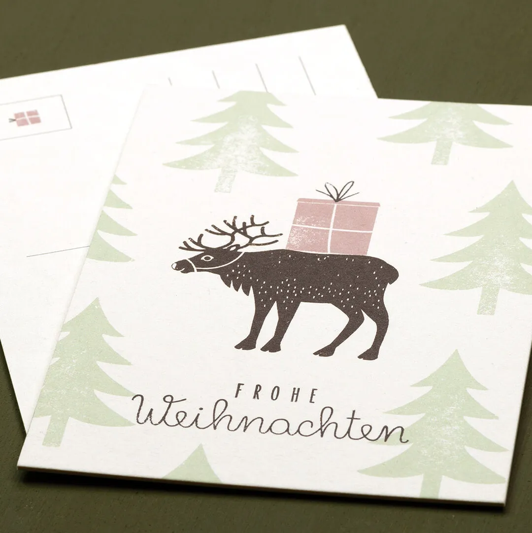 Perlenfischer Weihnachtswald Grußkarte A6 Wintermotiv