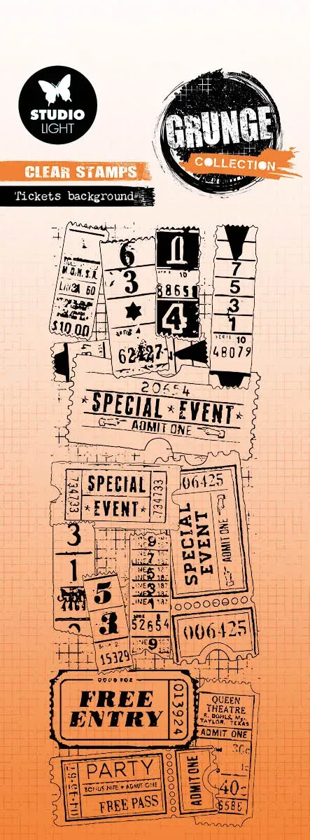 StudioLight Grunge Tickets Background Klarsichtstempel Ticket
