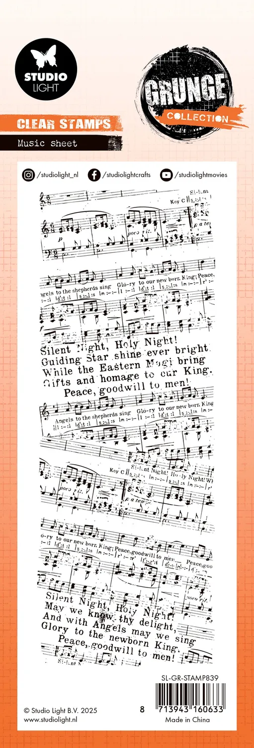 StudioLight Grunge Music Sheet Clear Stempel Noten