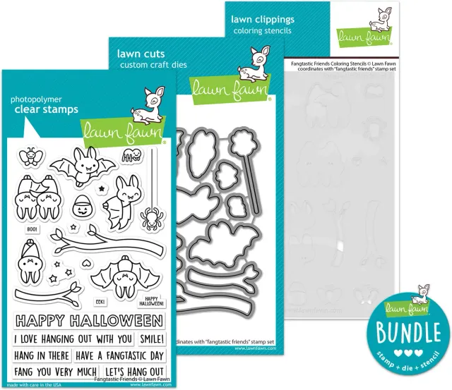 Lawn Fawn Fangtastic Friends Bundle Stempel Stanze Halloween 3-tlg