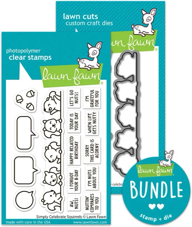 Lawn Fawn Simply Celebrate Squirrels Stempel+Stanze Set