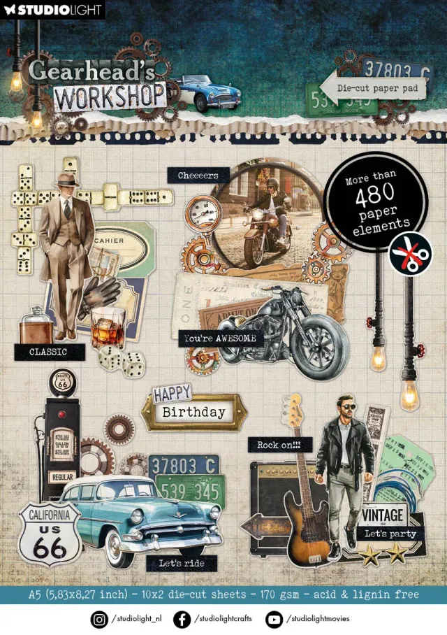 Studio Light Gearhead's Workshop Die-Cut Papier 20 Blatt