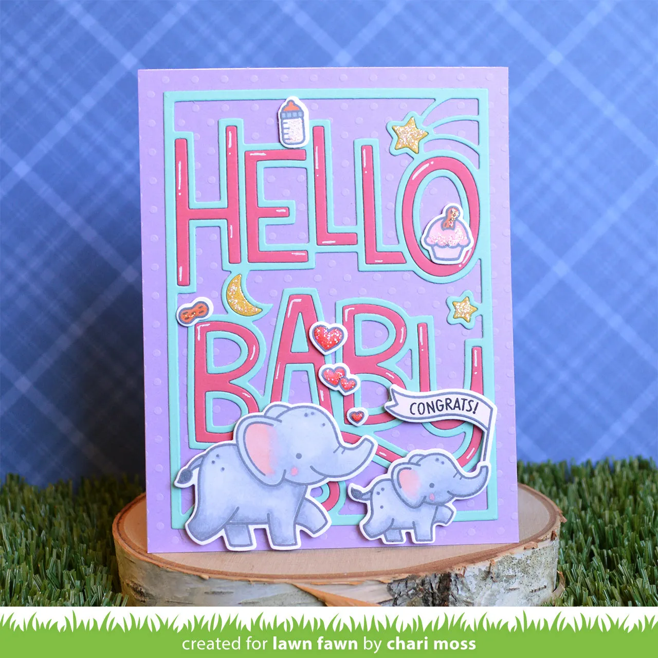 Lawn Fawn Giant Outlined Hello Baby Stanzschablone groß