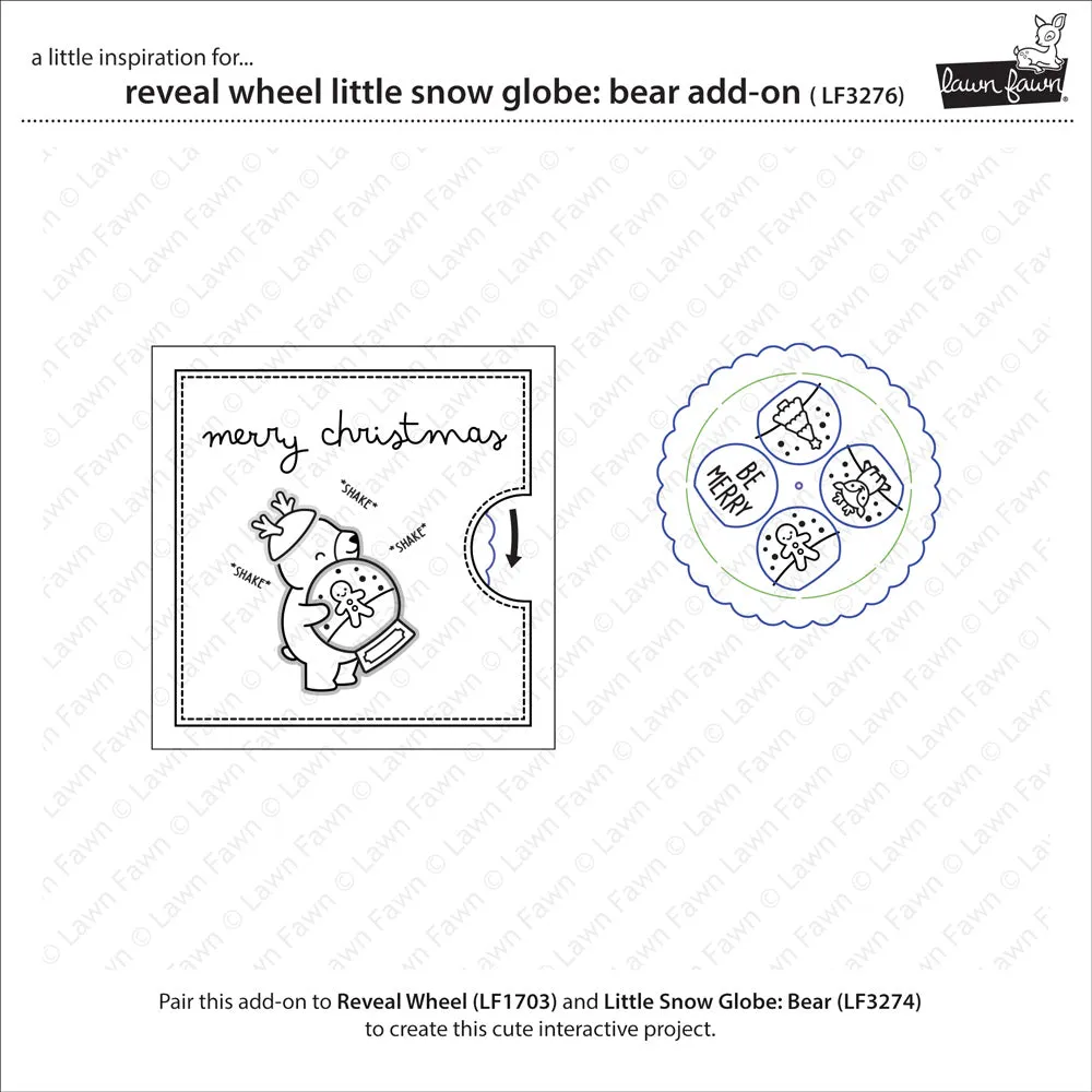 Lawn Fawn Reveal Wheel Snow Globe Bear Add-On Stanzen