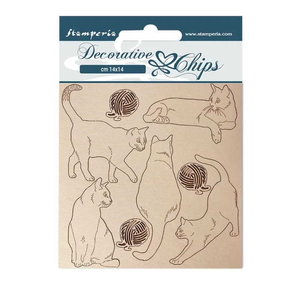 Stamperia Provence Katzen mit Wollknäuel Stanzteile 14x14 cm