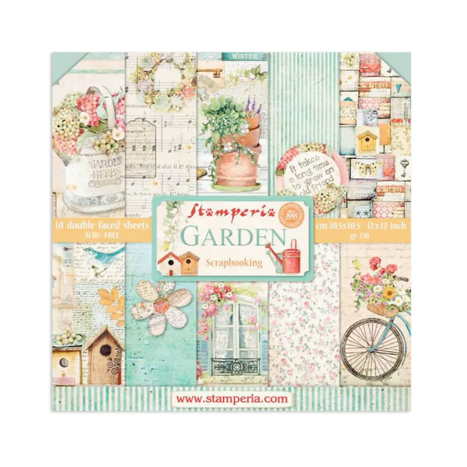 Stamperia Garden Scrapbookpapier 30,5x30,5cm beidseitig 10 Blatt
