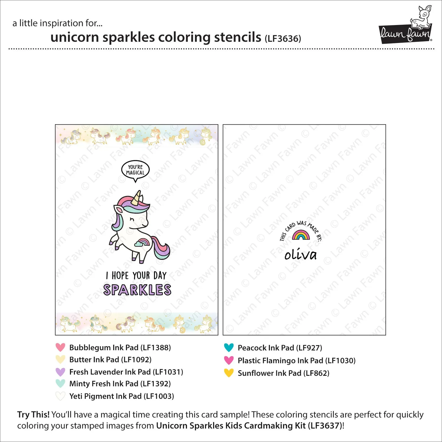 Lawn Fawn Unicorn Sparkles Coloring Stencils 3-teilig