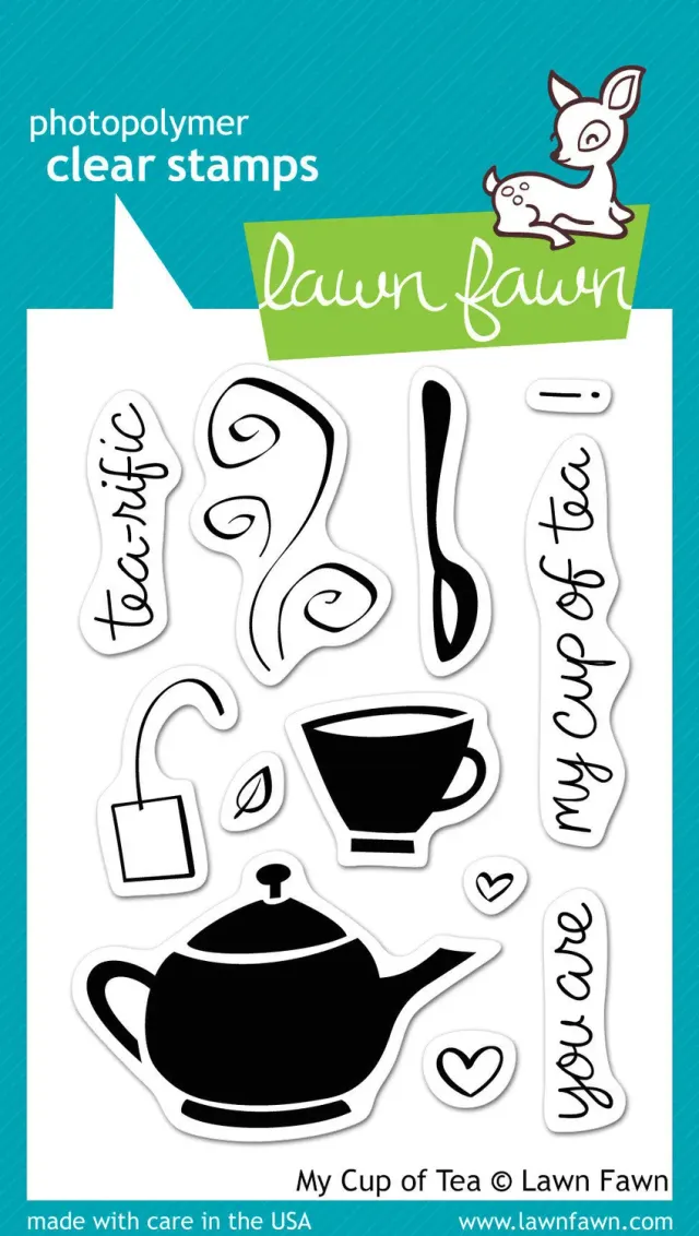 Lawn Fawn My Cup of Tea Stempelset Teekanne 12-tlg klar