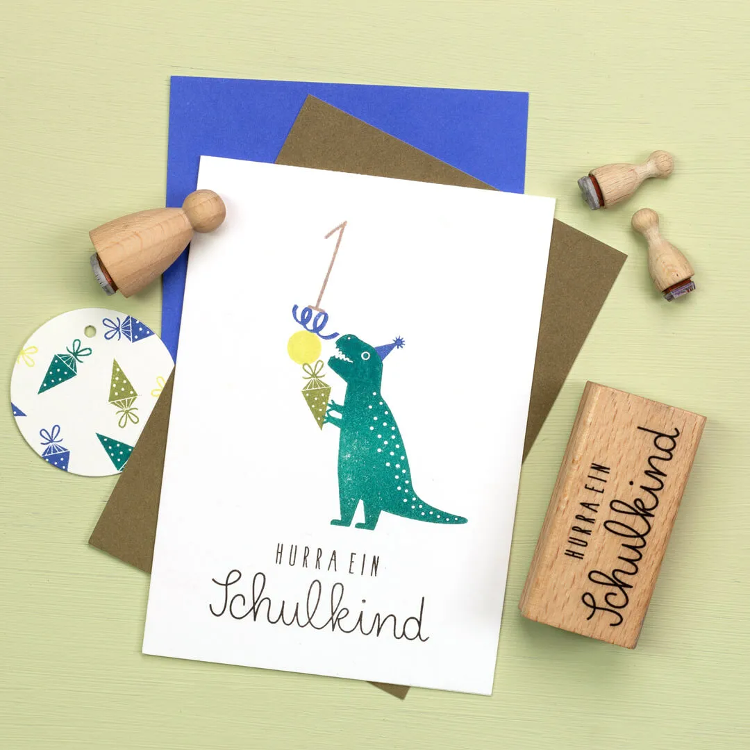 Perlenfischer Hurra ein Schulkind Stempel 24x67 mm