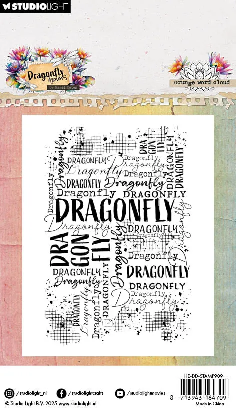 Hazel Eaton Dragonfly Dreams Clear Stamp Grunge word cloud