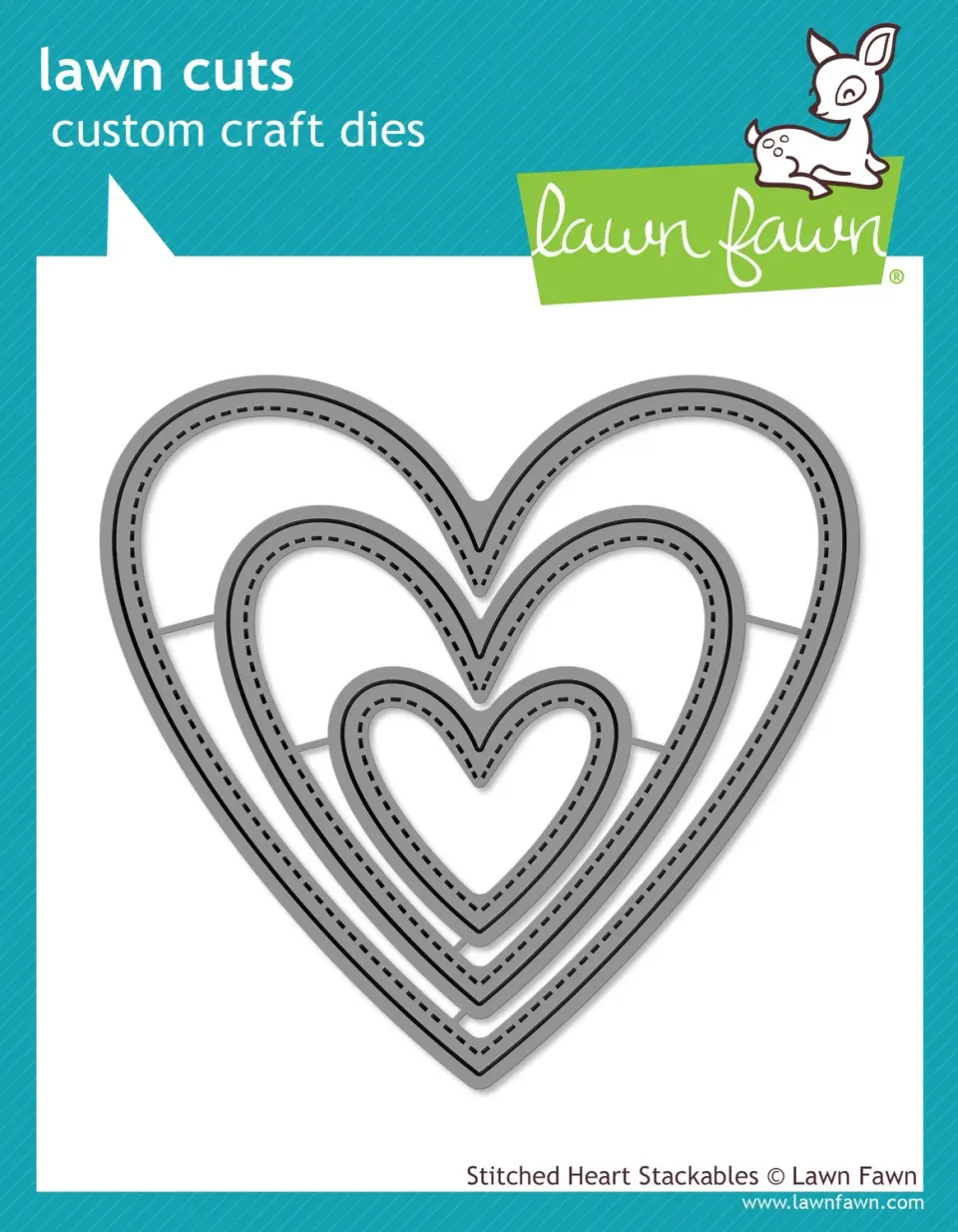 Lawn Fawn Stitched Heart Stackables Stanzen 3 Herzen