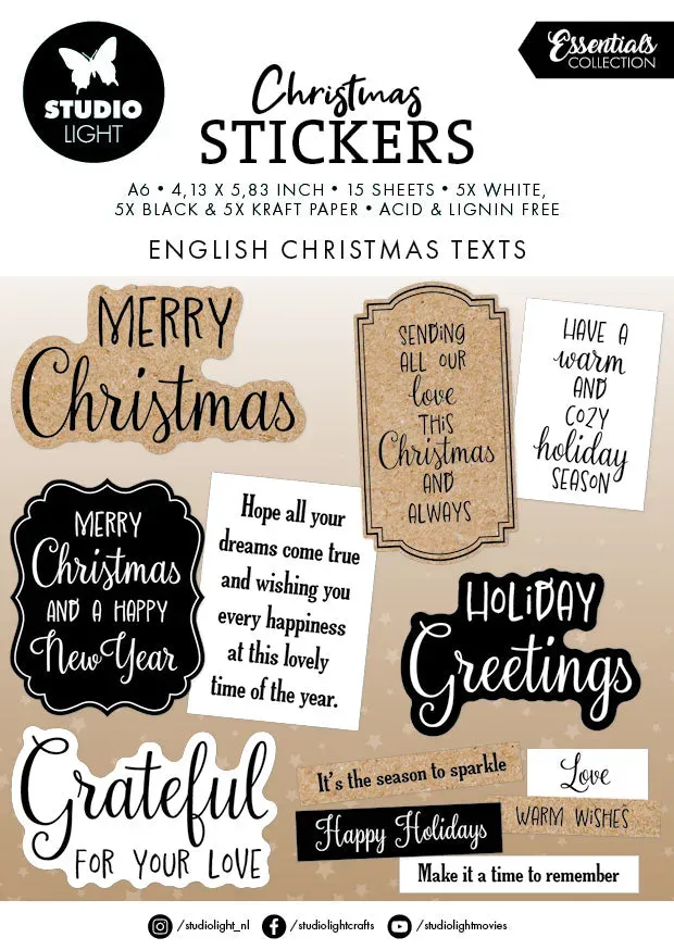 StudioLight Essentials Kerstwensen Stickerblock 15 Blatt Weihnachten
