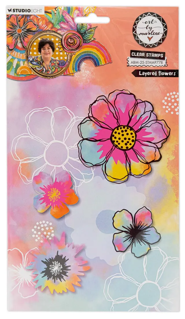 Art by Marlene 2025 Layered Flowers Clear Stempel Blumen