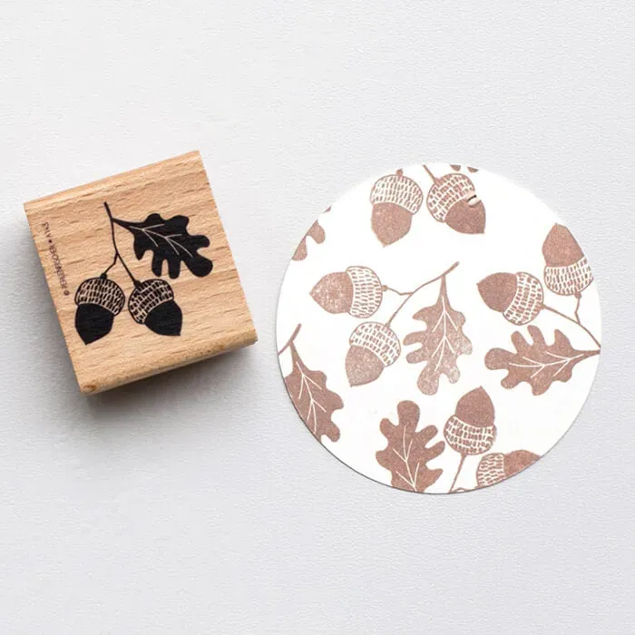 Perlenfischer Acorn Eichel Stempel 37 x 38 mm Holz