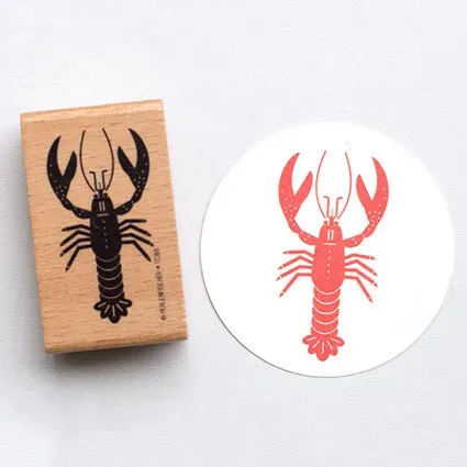 Perlenfischer Hummer Stempel maritim 62 x 33 mm Holz