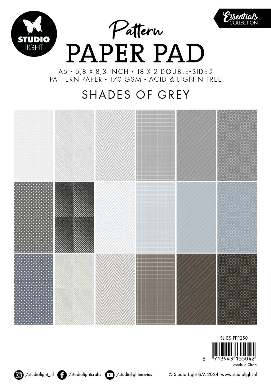 Studio Light Essentials Shades of Grey Designpapier A5 36Bl
