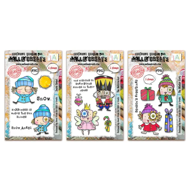 AALL and Create Janet Klein Winter Girls Stempel Bundle 3x A7