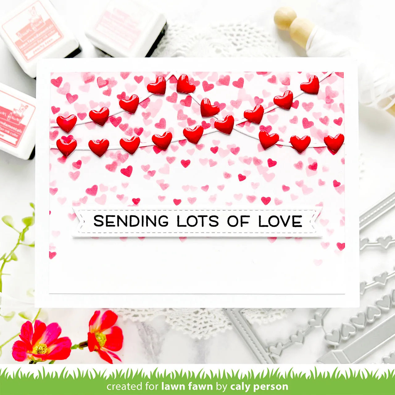 Lawn Fawn Lawn Cuts Heart Garland Backdrop Stanzen Landscape