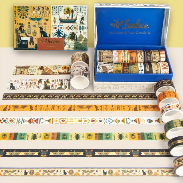 Ieebee Egyptian Washi Tape Set 16 Rollen Goldfolie