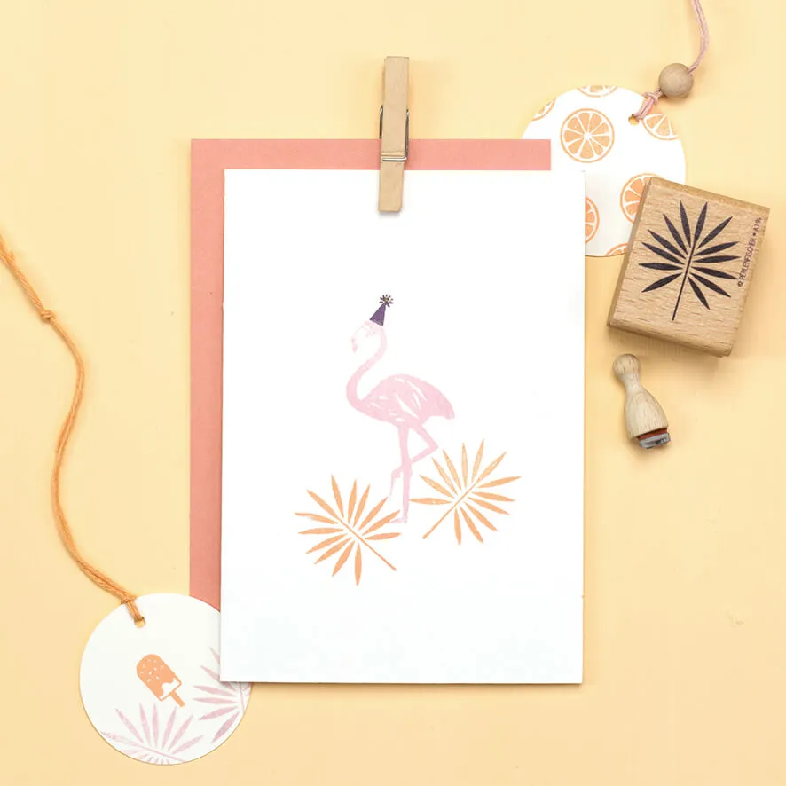 Perlenfischer Flamingo Stempel 59 x 31 mm Holz
