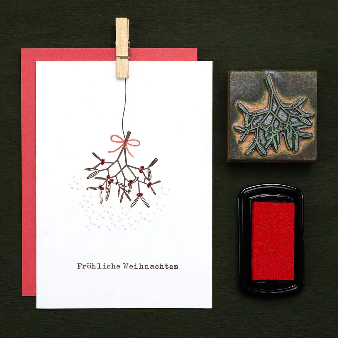 Perlenfischer Mistelzweig Stempel Holz 46x45 mm Weihnachten