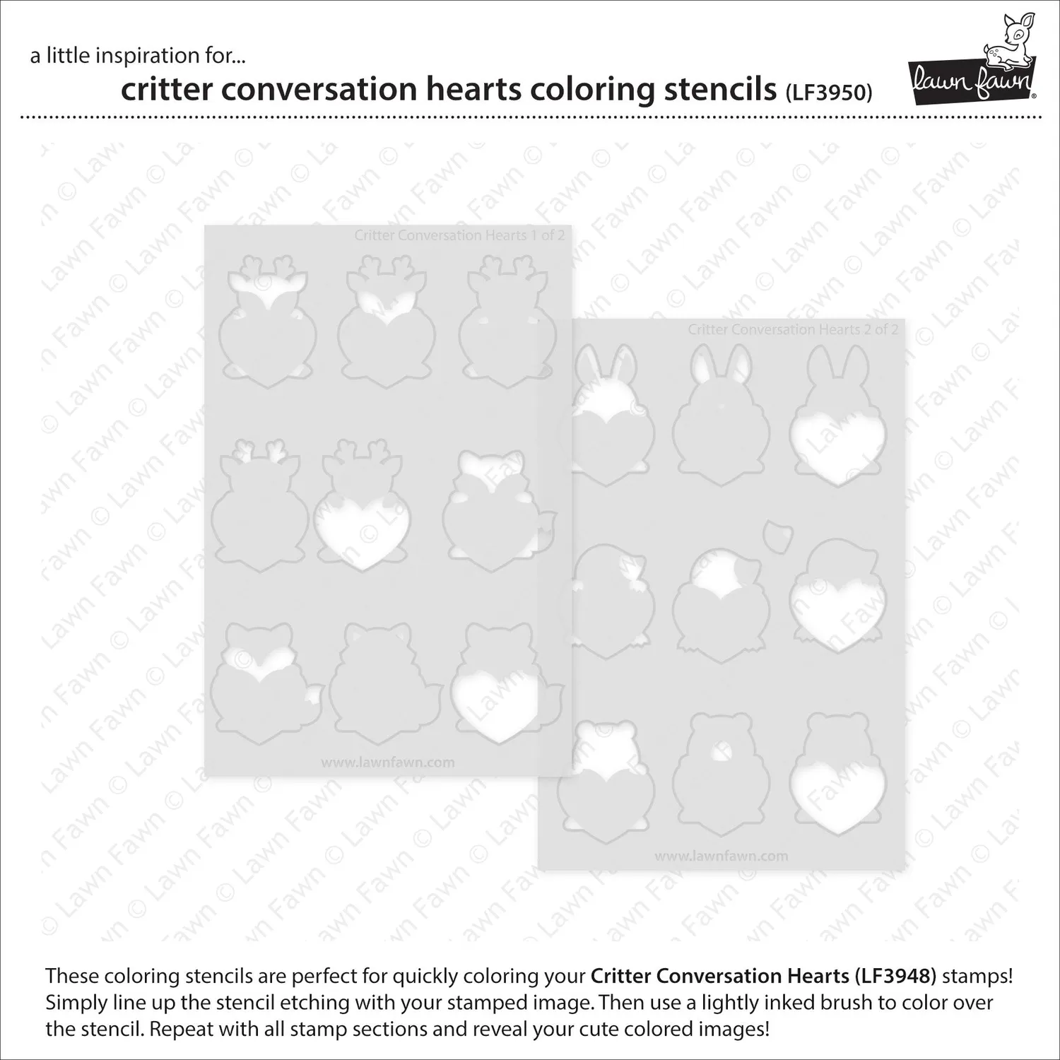 Lawn Fawn Critter Conversation Hearts LF3950 Schablonen 2tlg