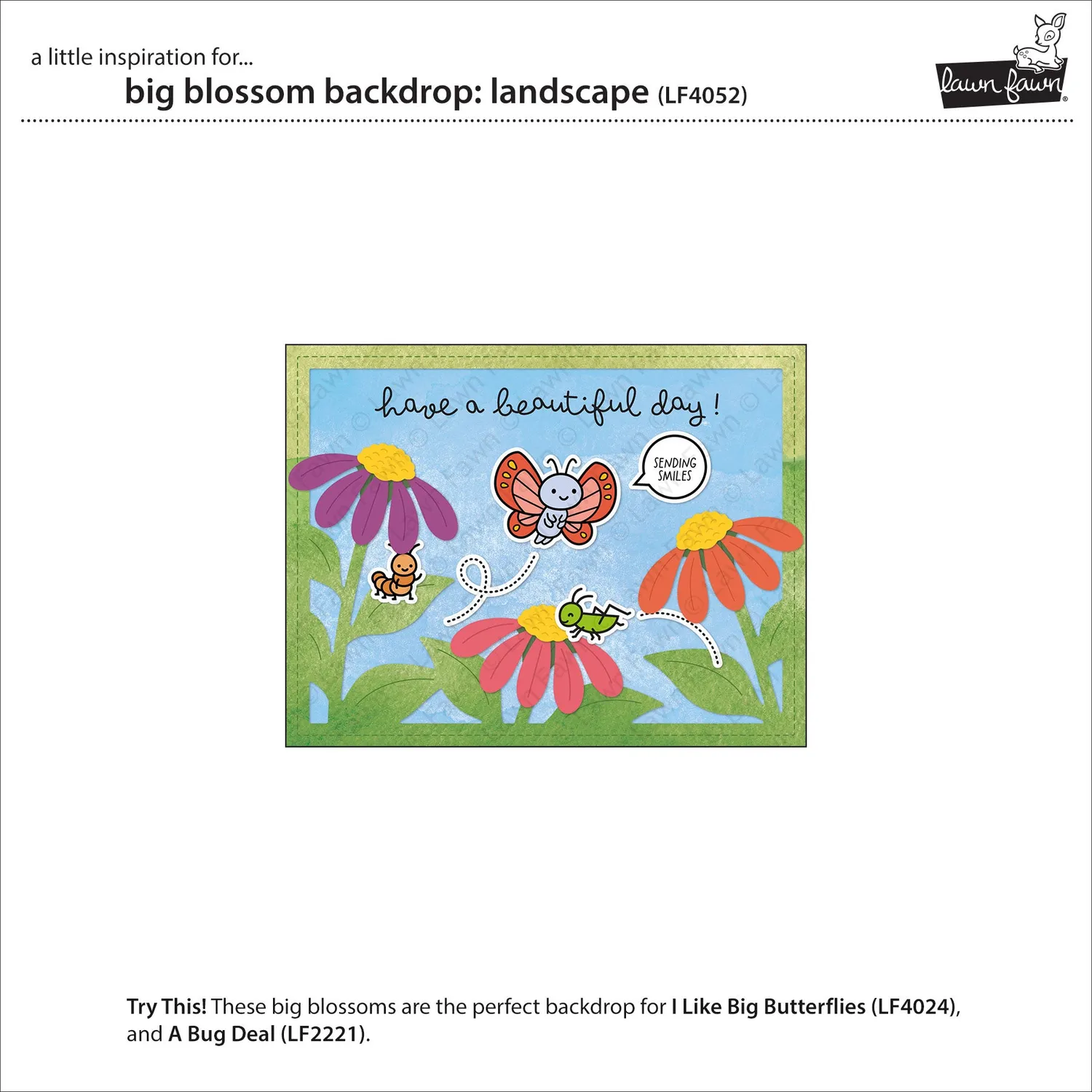 Lawn Fawn Big Blossom Backdrop LF4052 Stanzschablonen quer