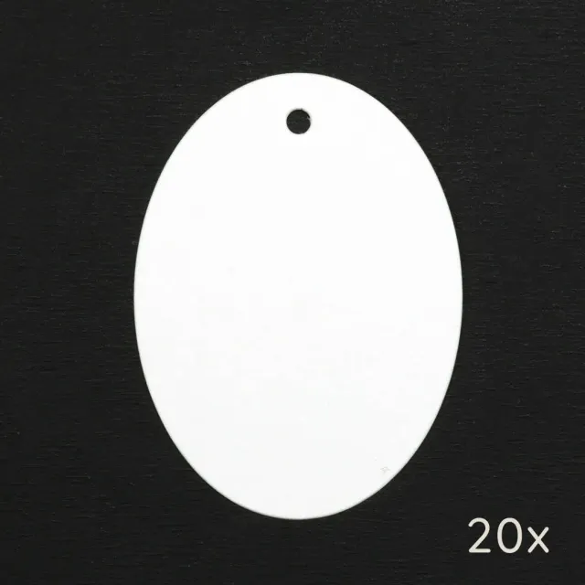 Perlenfischer Oval Papieranhänger 20 Stück 64x47 mm weiß