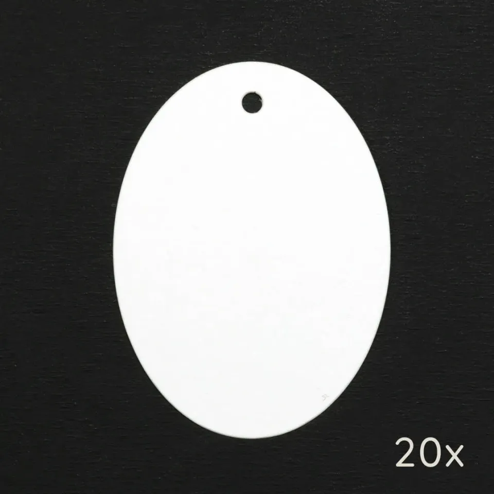 Perlenfischer Oval Papieranhänger 20 Stück 64x47 mm weiß