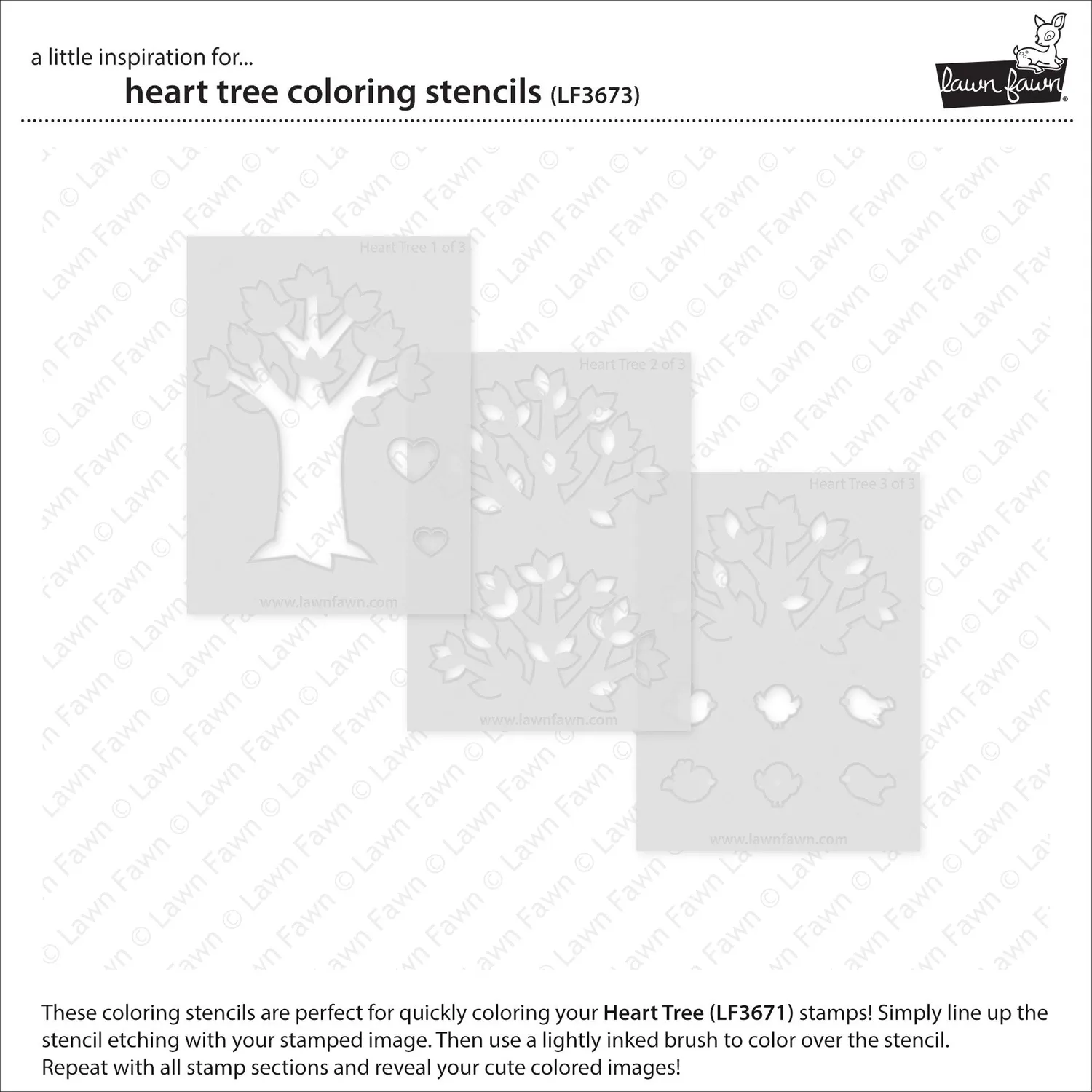 Lawn Fawn Heart Tree Schablonen 3-tlg Frühling