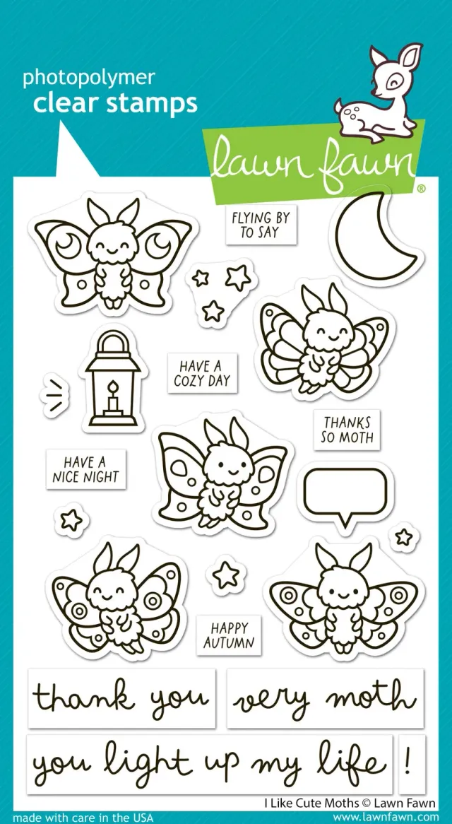 Lawn Fawn I Like Cute Moths Clear Stamps Motten