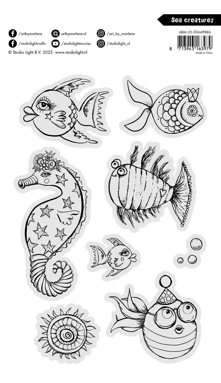 Art by Marlene 2025 Sea Creatures Clear Stamp Meerestiere