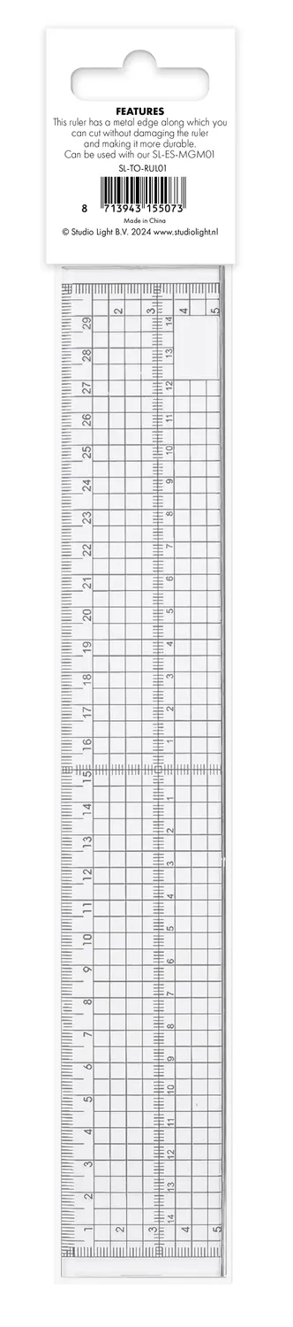 StudioLight Essentials Lineal 30 cm transparent Metallkante
