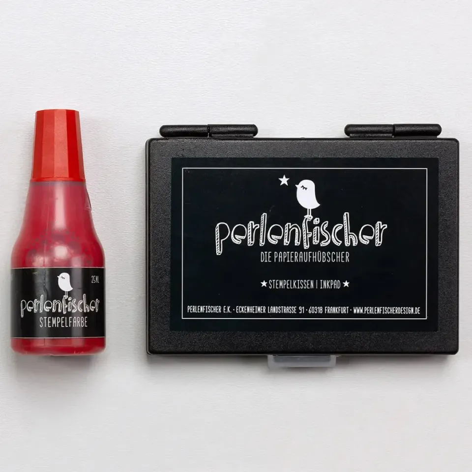 Perlenfischer Rot Stempelkissen-Set mit Nachfüller 25 ml